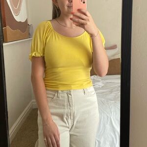 Yellow puff sleeve top